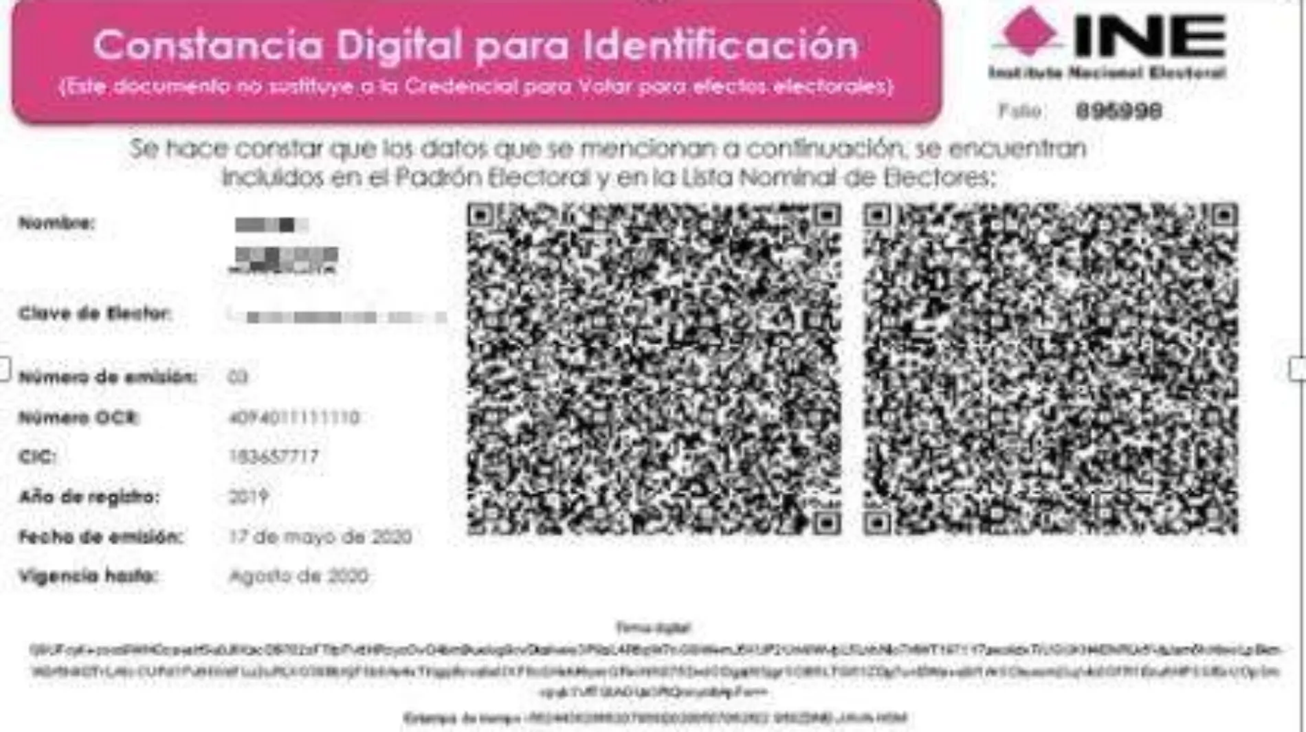 Constancia digital INE